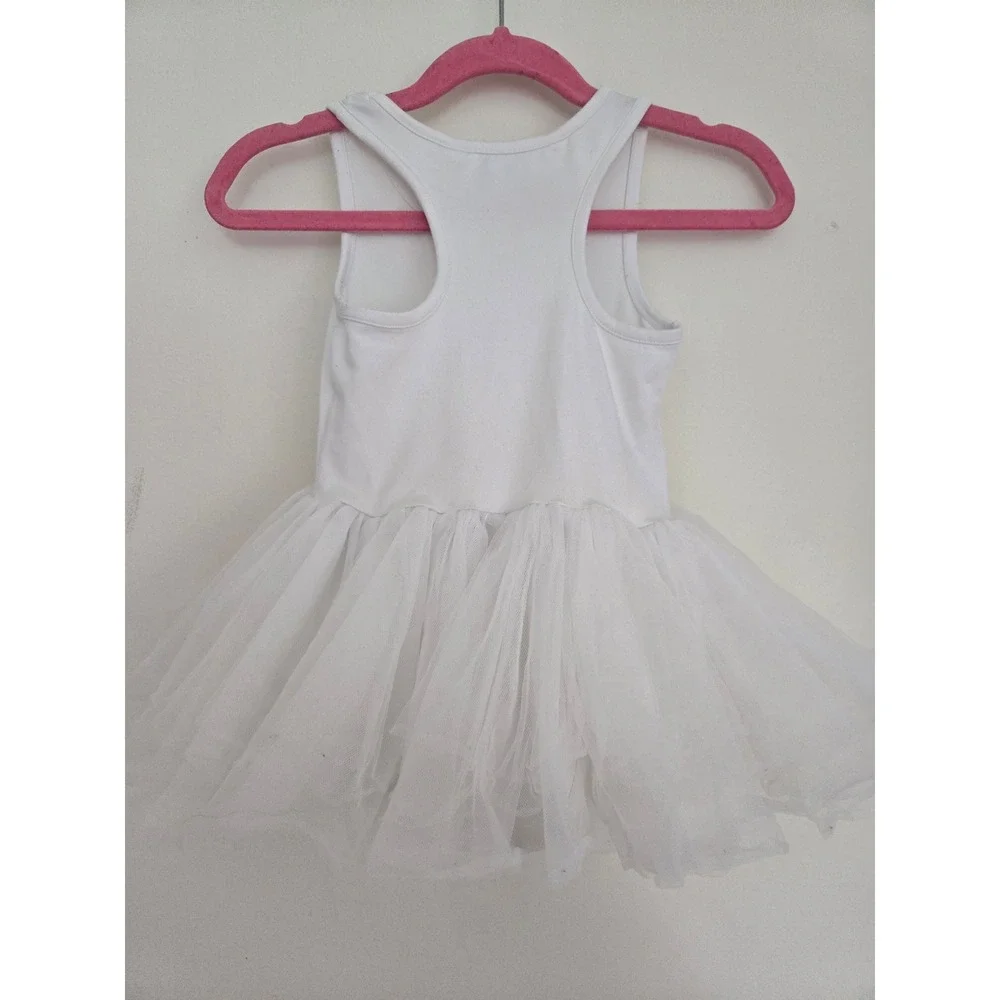 iloveplum White Tutu Bodysuit Toddler 2Y Sleeveless Tulle Dress Skirted Leotard